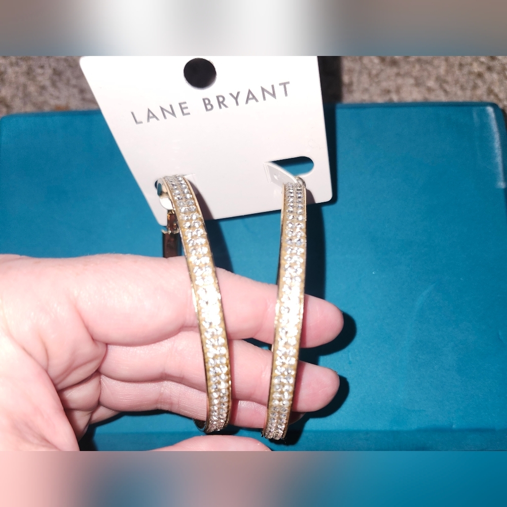 Lane Bryant gold bling hoop earrings - new